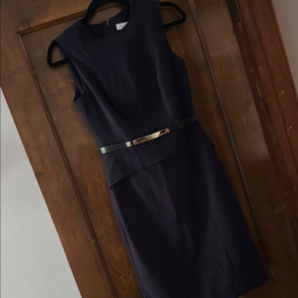 Calvin Klein Collection Blue Sleeveless Sheath Dress